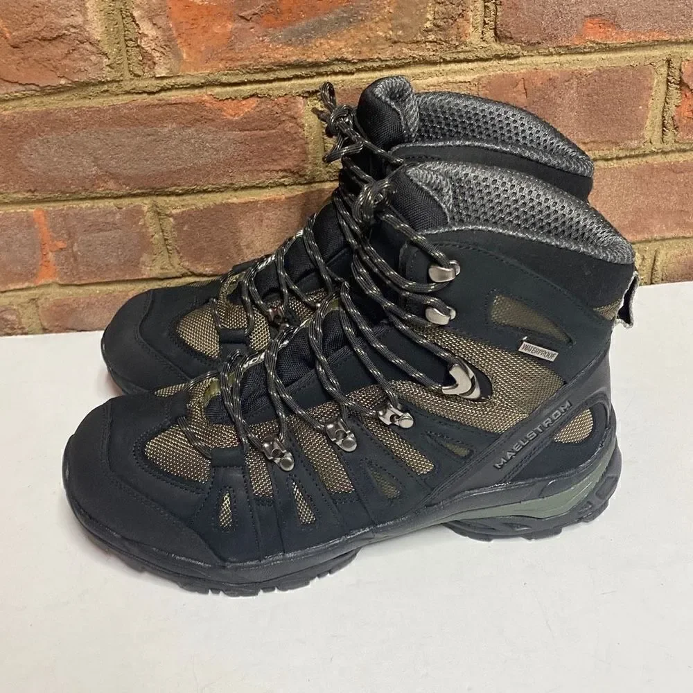 Maelstrom Black/Olive Adventurer Mid Waterproof Hiking Boot Size 8.5 NEW